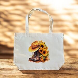 Western Sunflower Canvas Tote Bag